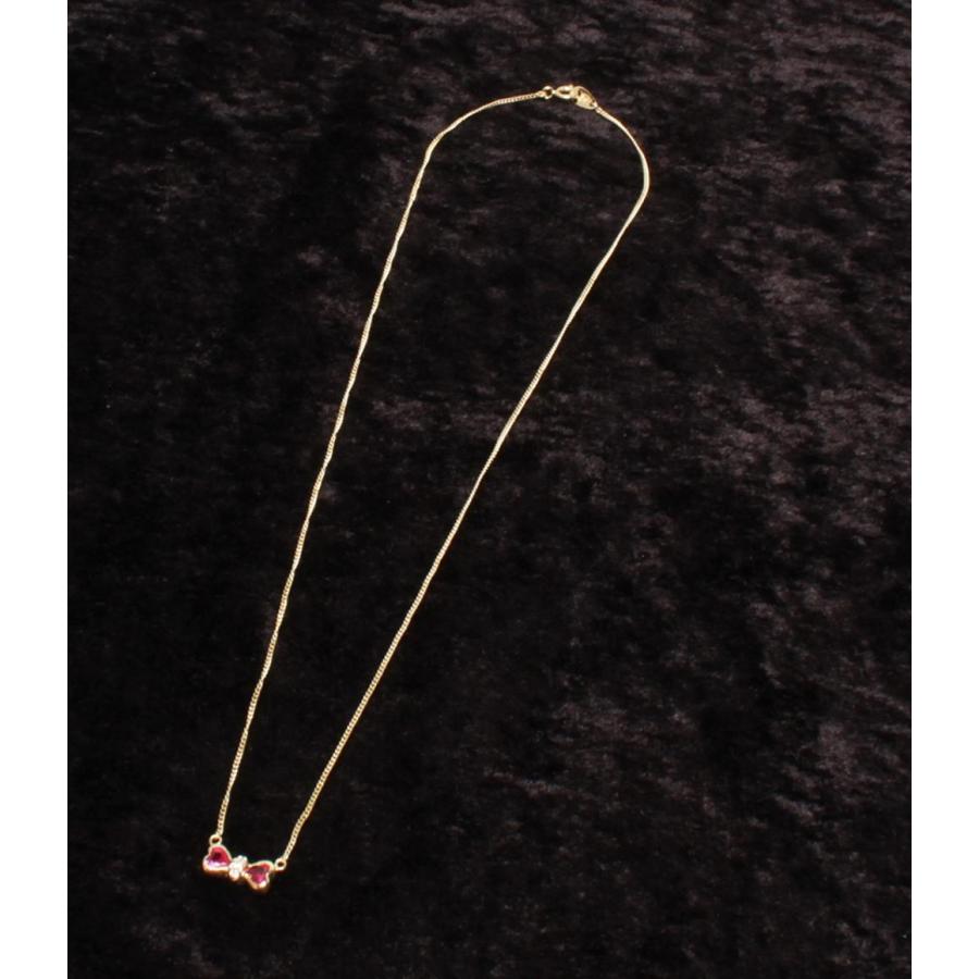 美品 ピエールカルダン ネックレス K18 ルビー リボンモチーフ 
