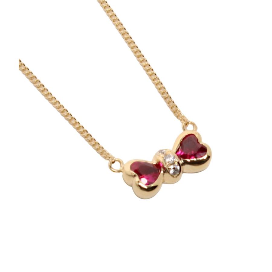 美品 ピエールカルダン ネックレス K18 ルビー リボンモチーフ  