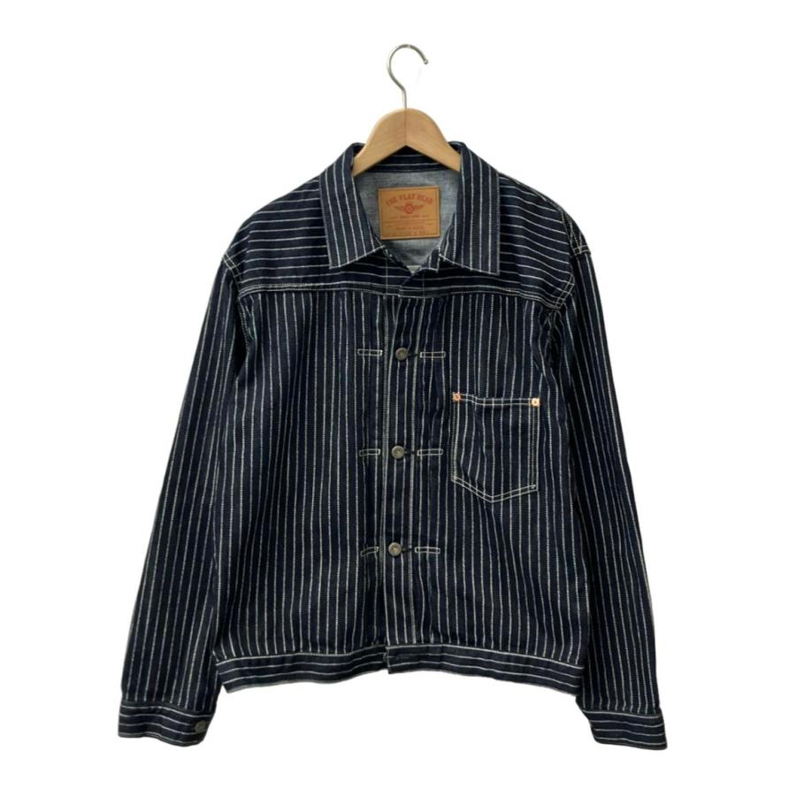 The Flat Head ストライプデニムジャケット XL 美品 ザフラットヘッド デニムジャケット ストライプ柄 メンズ SIZE 44