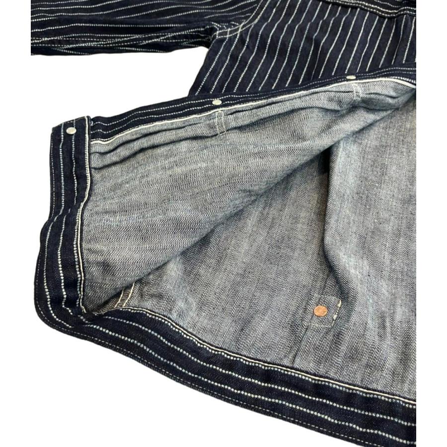 The Flat Head ストライプデニムジャケット XL 美品 ザフラットヘッド デニムジャケット ストライプ柄 メンズ SIZE 44