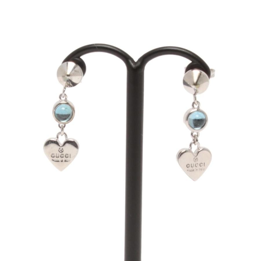 グッチ ピアス SV925 スタッズ ラインストーン ハートモチーフ 1697AR