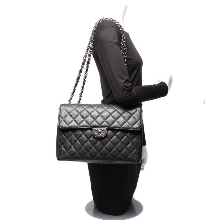 シャネル ショルダーバッグ シングルフラップ ダブルチェーン シルバー