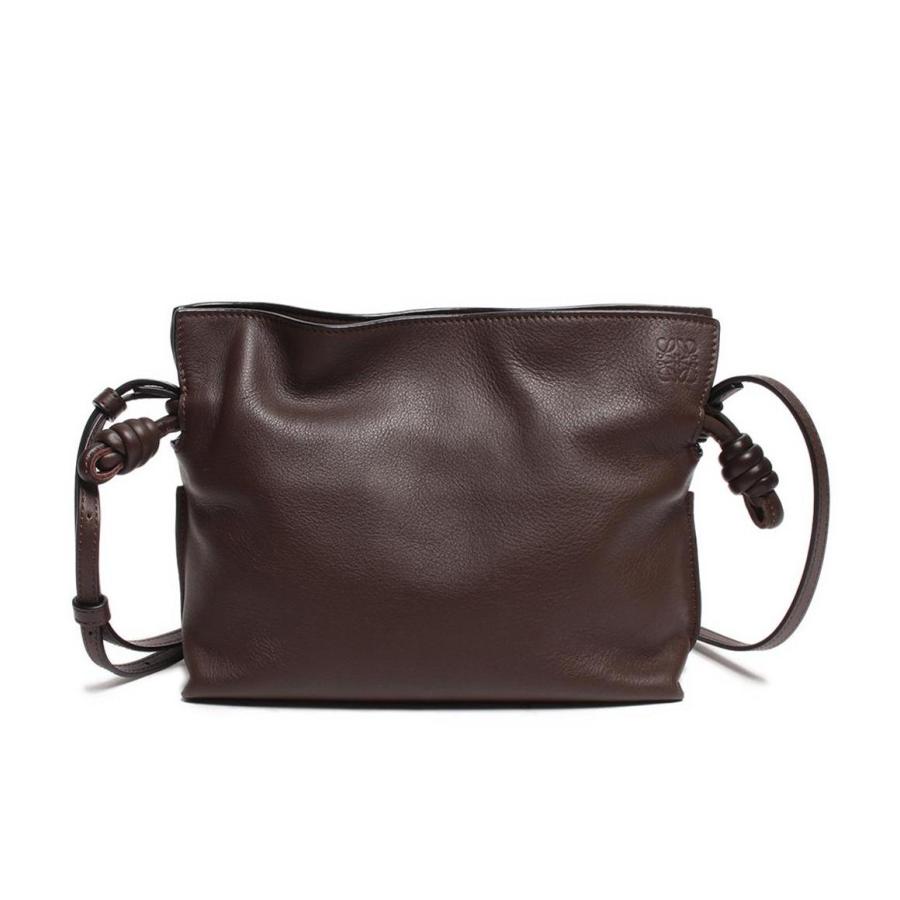 ロエベ　2way ショルダーバッグ　クラッチ　レザー　ダークブラウン　アナグラム ロエベ レザー ショルダーバッグ ゴールド金具 フラメンコクラッチ