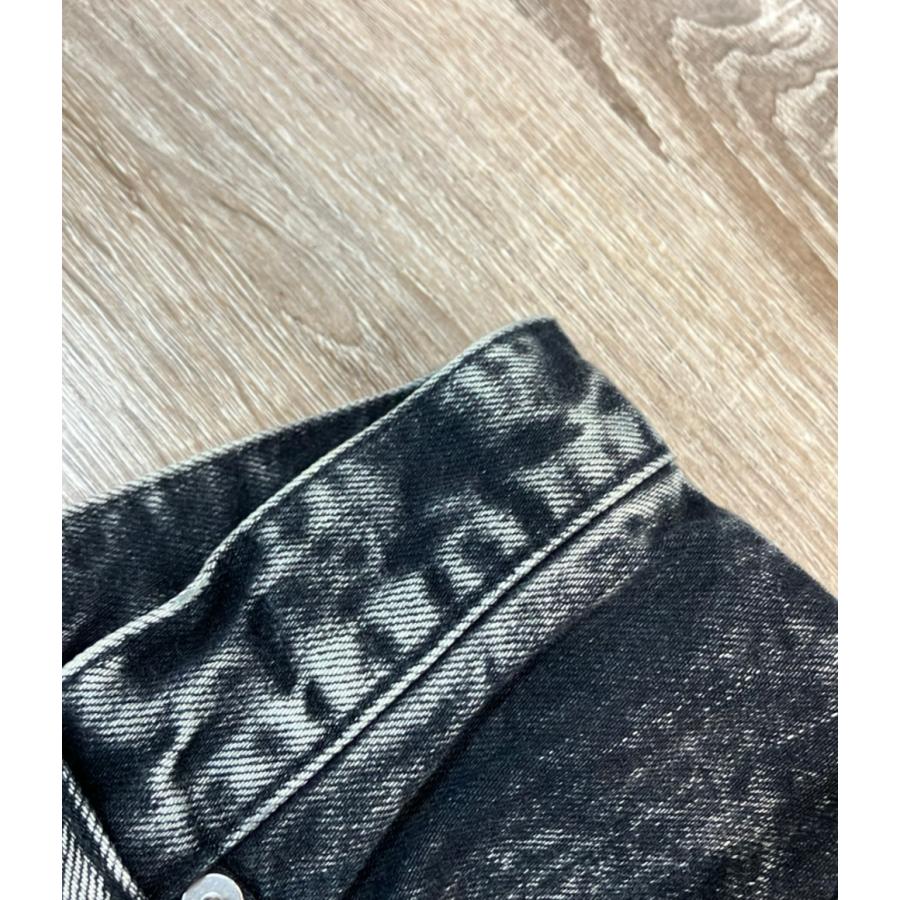 ウル デニムパンツ ジップアップ ケミカルウォッシュ加工 COTTON DENIM
