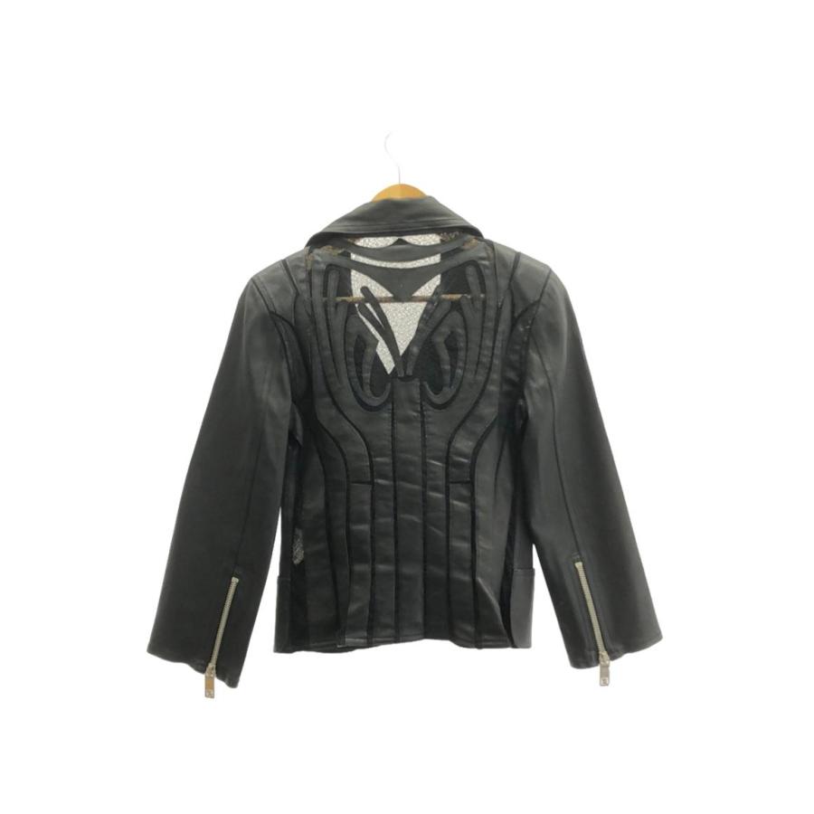 美品 フェンディ レース切替ダブルライダースジャケット レディース