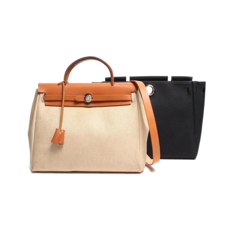 ★SALE【4uc3812】エルメス ショルダーバッグ エールバックPM トワルアッシュ ブラック シルバー金具 □D刻印【中古】レディース HERMES エルメス ショルダーバッグ エールバッグジップ 31 PM