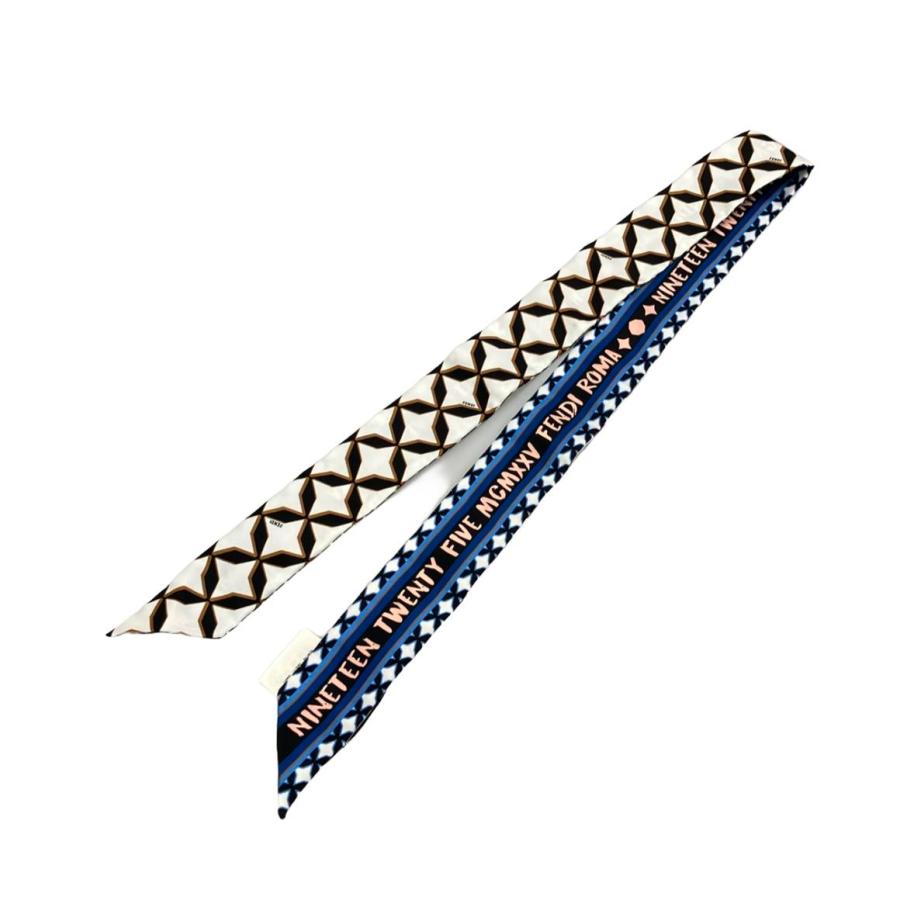 [美品] ヴィンテージ　FENDI スカーフ　シルク　紺　花柄　絹　フェンディ FENDI フェンディ 大判 シフォンスカーフ 花柄 135cm シルク