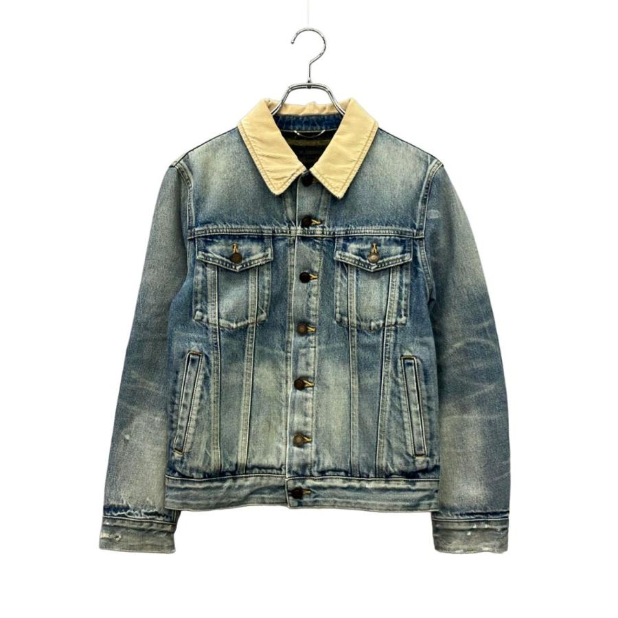 サンローラン デニムジャケット 襟コーデュロイ クラッシュ加工 530366