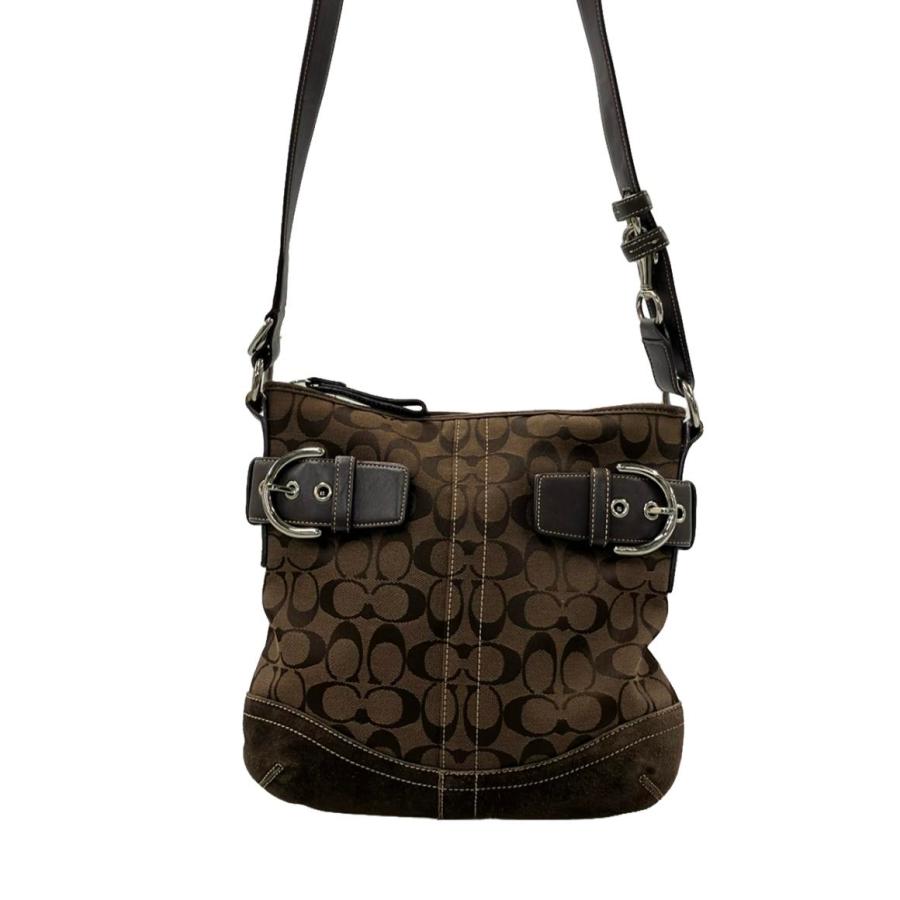 未使用 COACH コーチ 3574 シグネチャー ショルダーバッグ 肩掛け COACH コーチ シグネチャー ブラウン シルバー金具 キャンバス