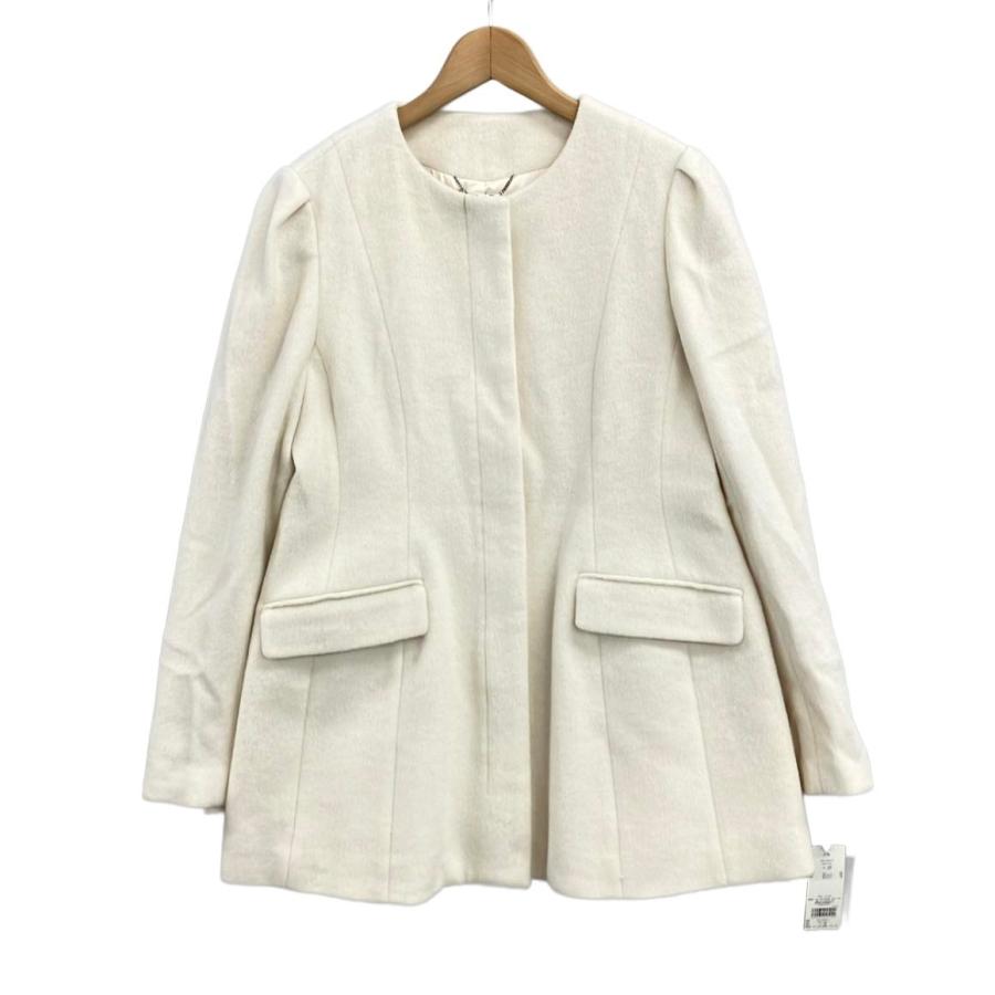 新品タグ付✨セルフォード シルク ペプラム ノーカラージャケット ベージュ 38 美品 セルフォード ノーカラーペプラムジャケット CWFJ225013