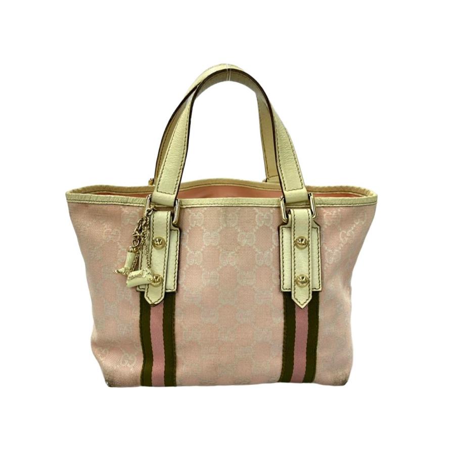 GUCCI ミニトートバッグ シェリーライン キャンバス チャーム ハンドバッグ GUCCI ミニトートバッグ GG柄 キャンバス シェリーライン