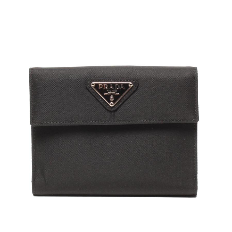 プラダ　PRADA　二つ折り財布　ナイロン　テスート　中古品 PRADA プラダ二つ折り財布 テスートナイロン サフィアーノレザー