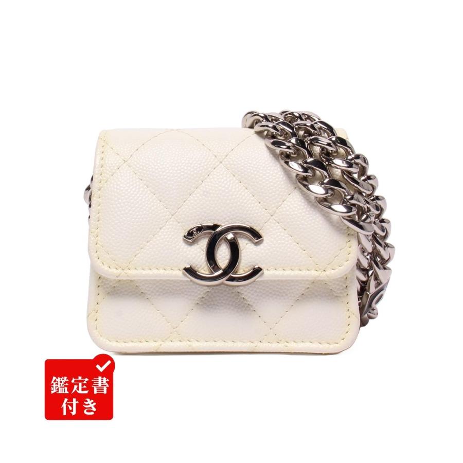 シャネル チェーンショルダーバッグ キャビアスキン シルバー金具 マイクロ マトラッセ レディース CHANEL シャネル チェーンショルダーバッグ キャビアスキン シルバー金具