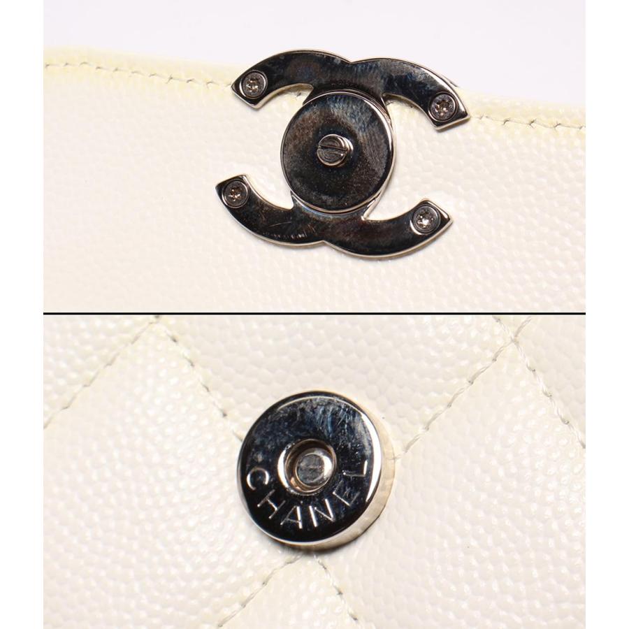 シャネル チェーンショルダーバッグ キャビアスキン シルバー金具 マイクロ マトラッセ レディース CHANEL シャネル チェーンショルダーバッグ キャビアスキン シルバー金具