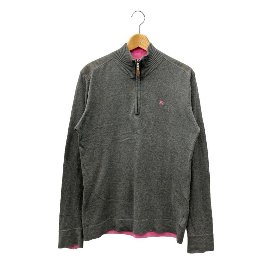 バーバリー ハーフジップ ロゴ ニット L バーバリーブラックレーベル ハーフジップニット メンズ SIZE 3 (L