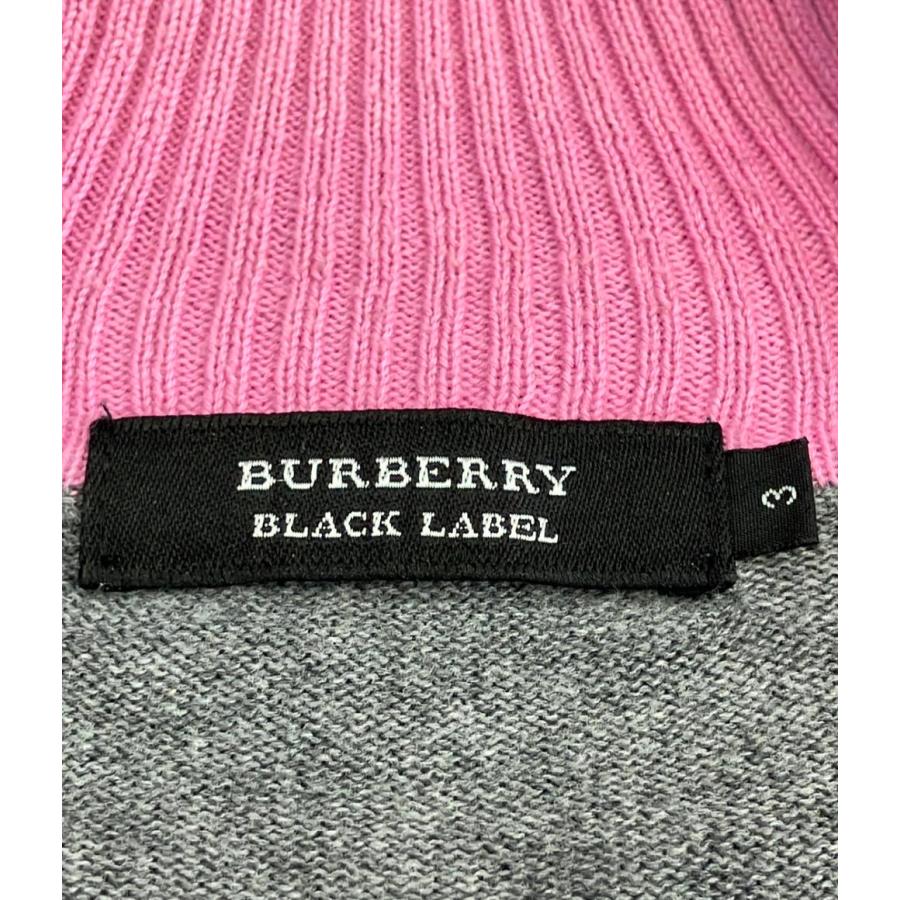 バーバリー ハーフジップ ロゴ ニット L バーバリーブラックレーベル ハーフジップニット メンズ SIZE 3 (L