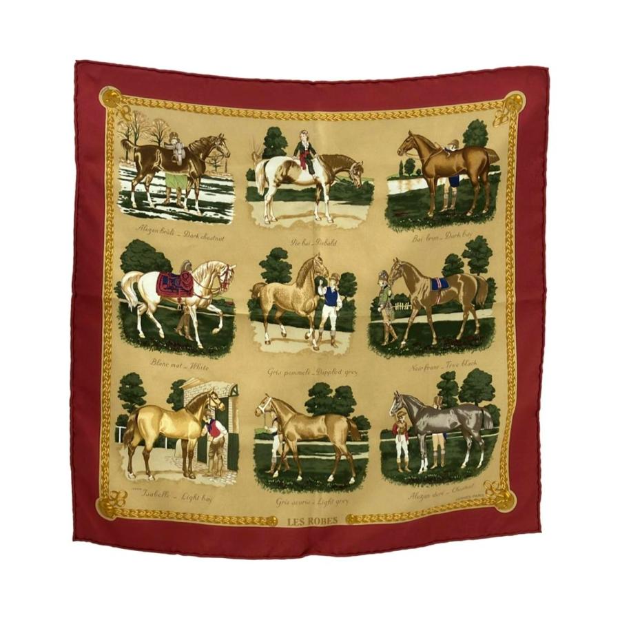 エルメス スカーフ シルク100% LES ROBES カレ40 レディース