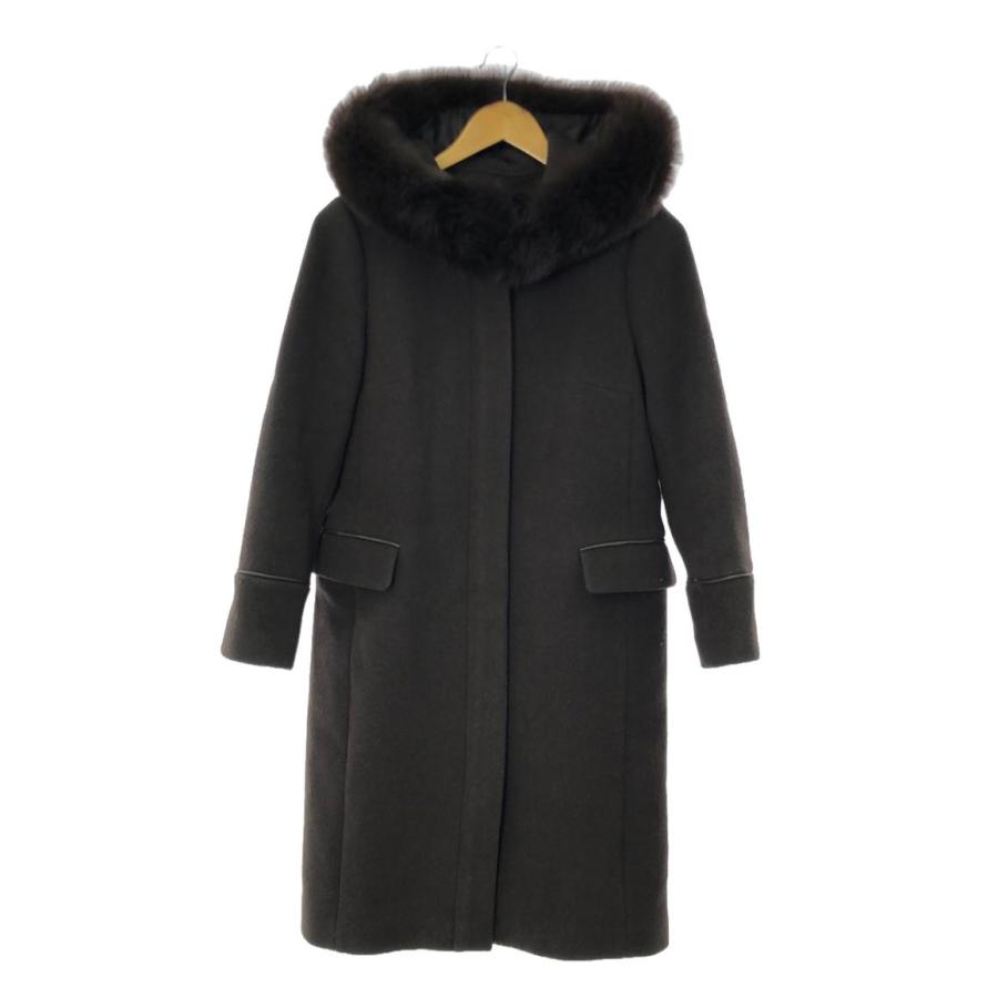 ジャスグリッティー ファーフード付きノーカラーコート レディース