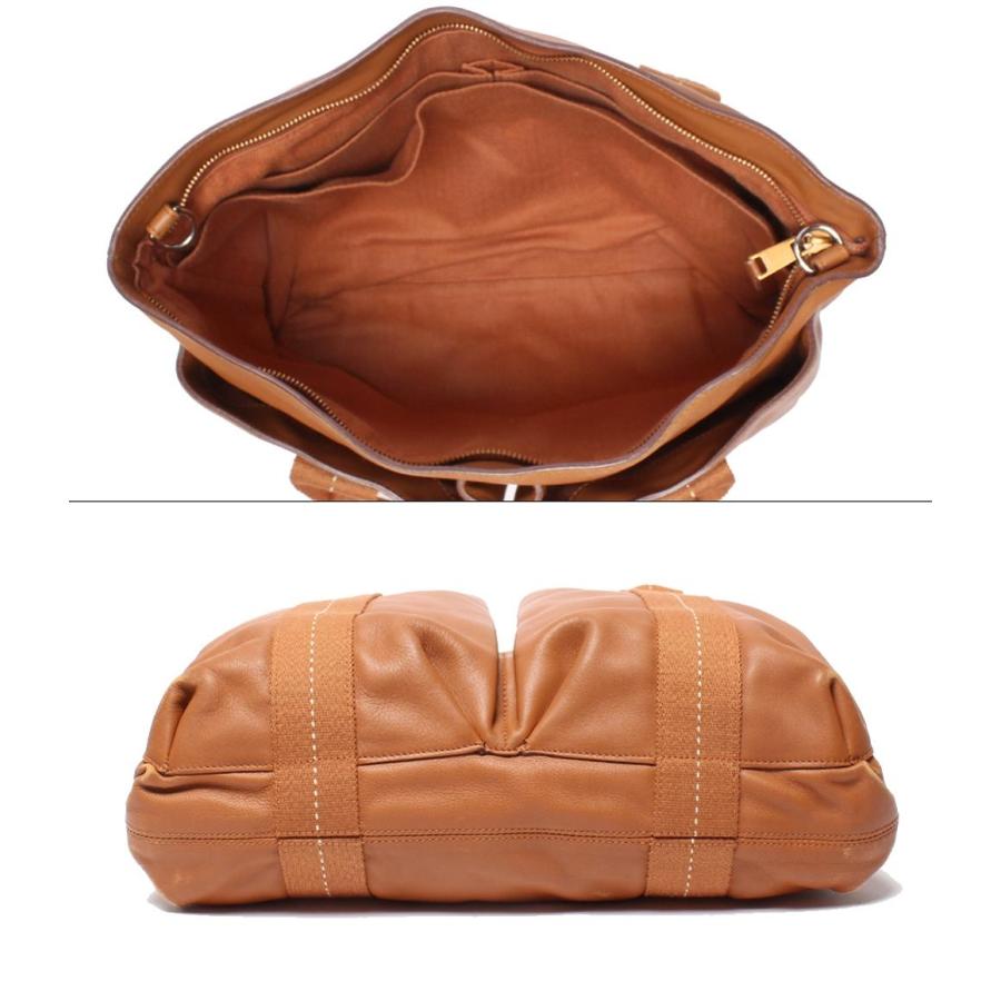 【美品】エルメス　キャラバンホリゾンタル　2way バッグ　レザー　キャメル エルメス 2WAYトートバッグ ショルダーバッグ 肩掛け □M刻印 シルバー