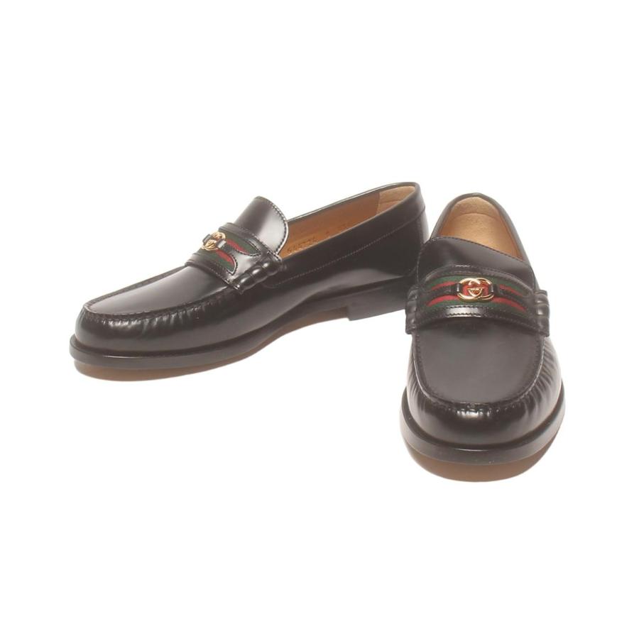美品 グッチ ローファー GGシェリーライン レザー 644724 メンズ SIZE
