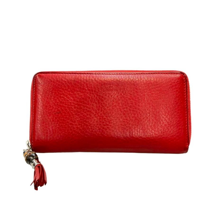 希少✨️グッチ 長財布 ビックロゴ ラウンドファスナー レッド グッチ ラウンドファスナー長財布 レディース GUCCI 中古 : Rehello by