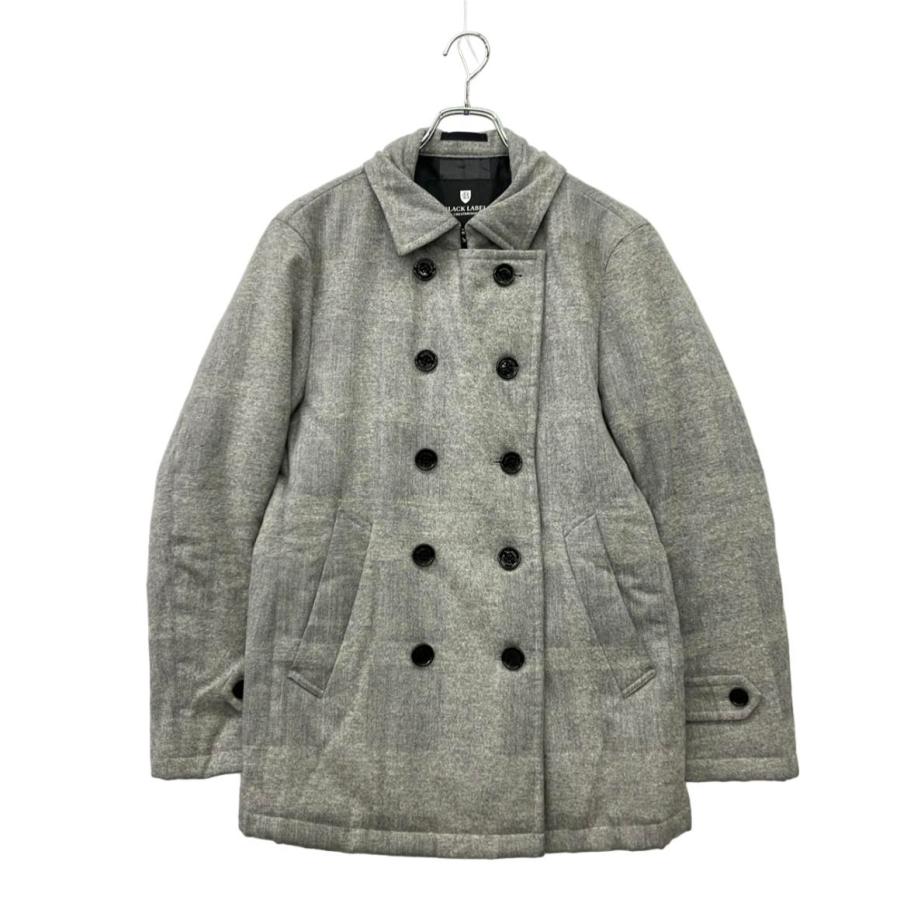 芝様用　美品★CREST BRIDGE チェックウールPコート ブラックレーベルクレストブリッジ ピーコート THINDOWN シャドー