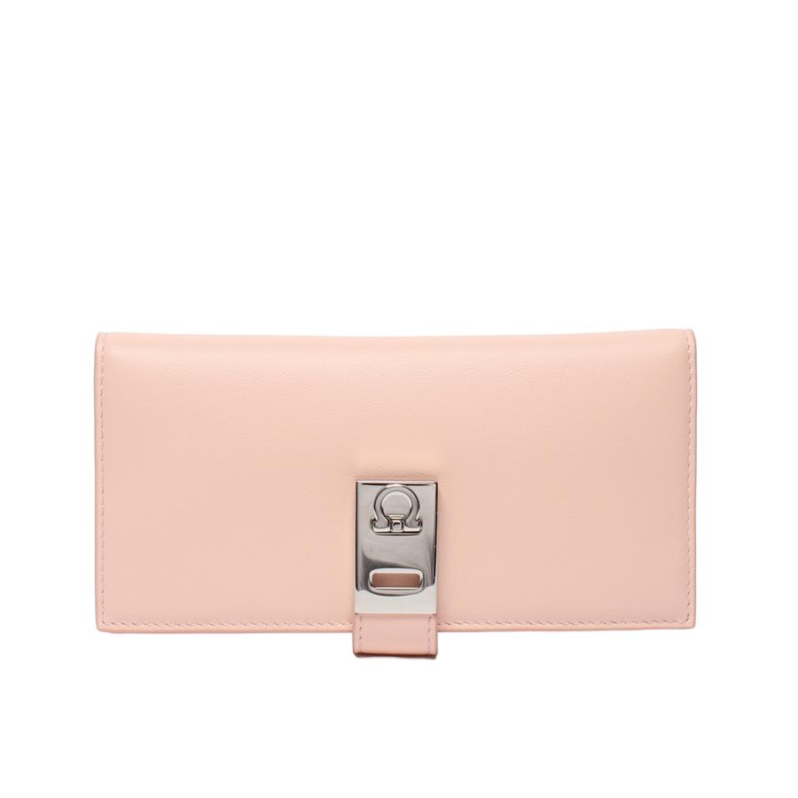 美品 フェラガモ 二つ折り長財布 ガンチーニ レディース FERRAGAMO 