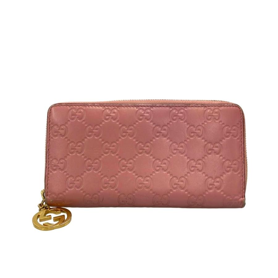 グッチシマレザーラウンドファスナー長財布【美品】 グッチ ラウンドファスナー長財布 グッチシマ 409342 493075