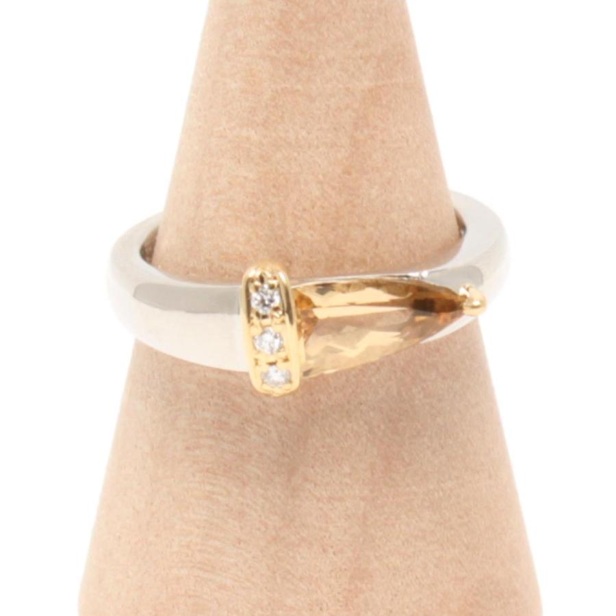 美品 リング 指輪 K18 Pt900 トパーズ 1.29ct ダイヤ 0.03ct 