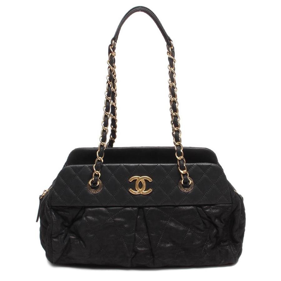 シャネル チェーンレザーショルダーバッグ ココマーク ゴールド金具  