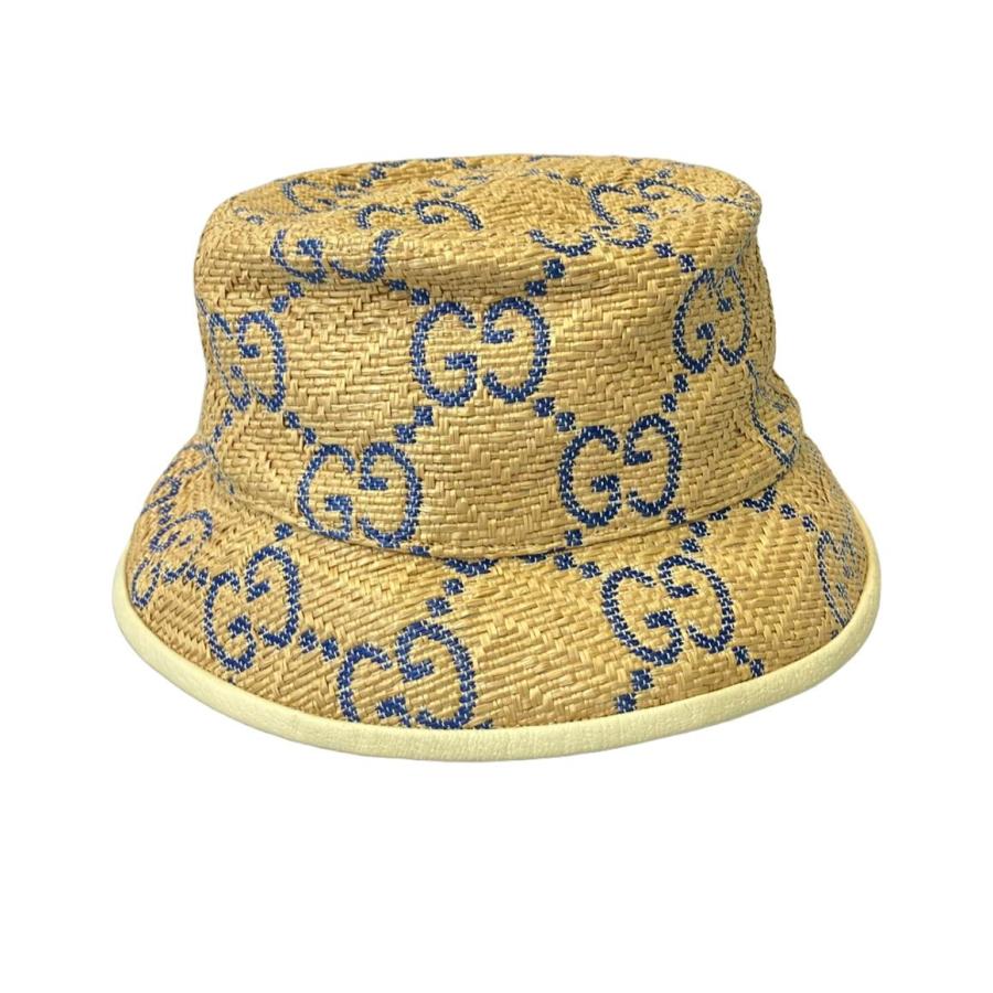 グッチ ラフィアエフェクト バケットハット GG柄 701703 3HAJF  