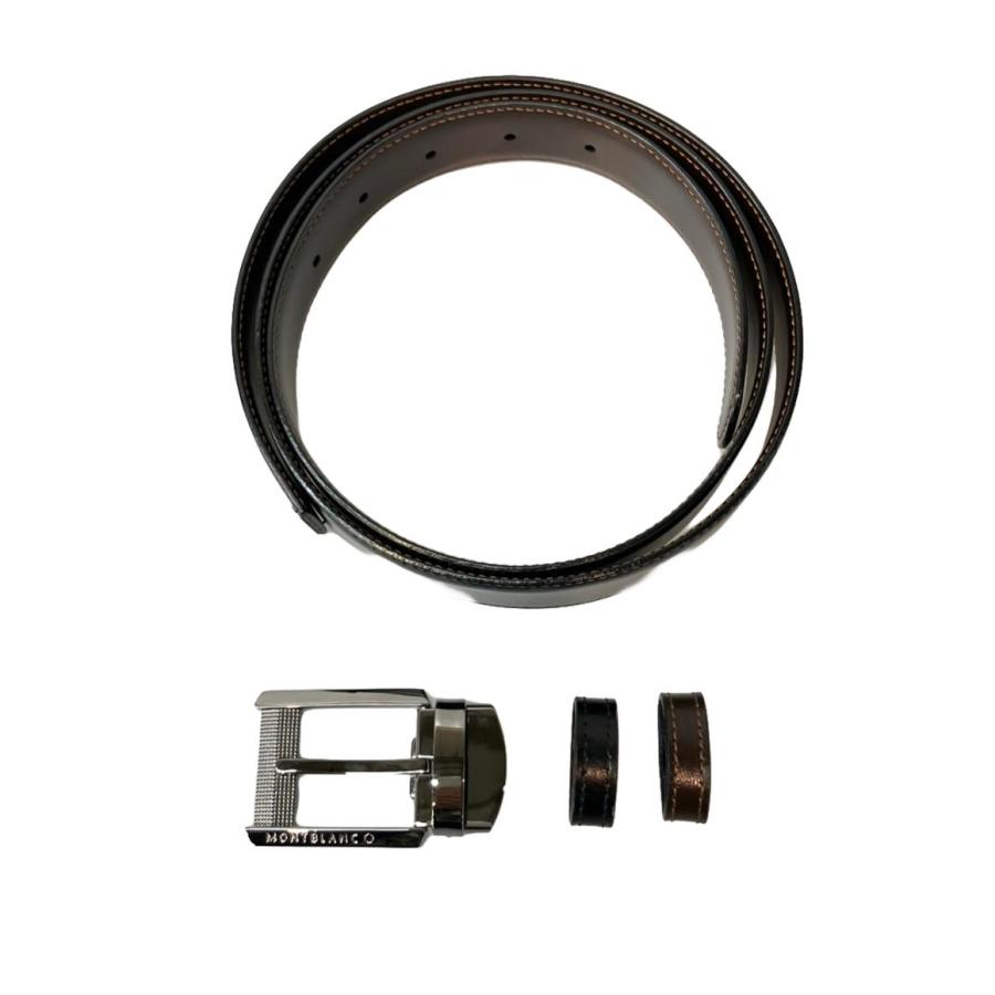 美品 モンブラン リバーシブルベルト シルバーバックル メンズ