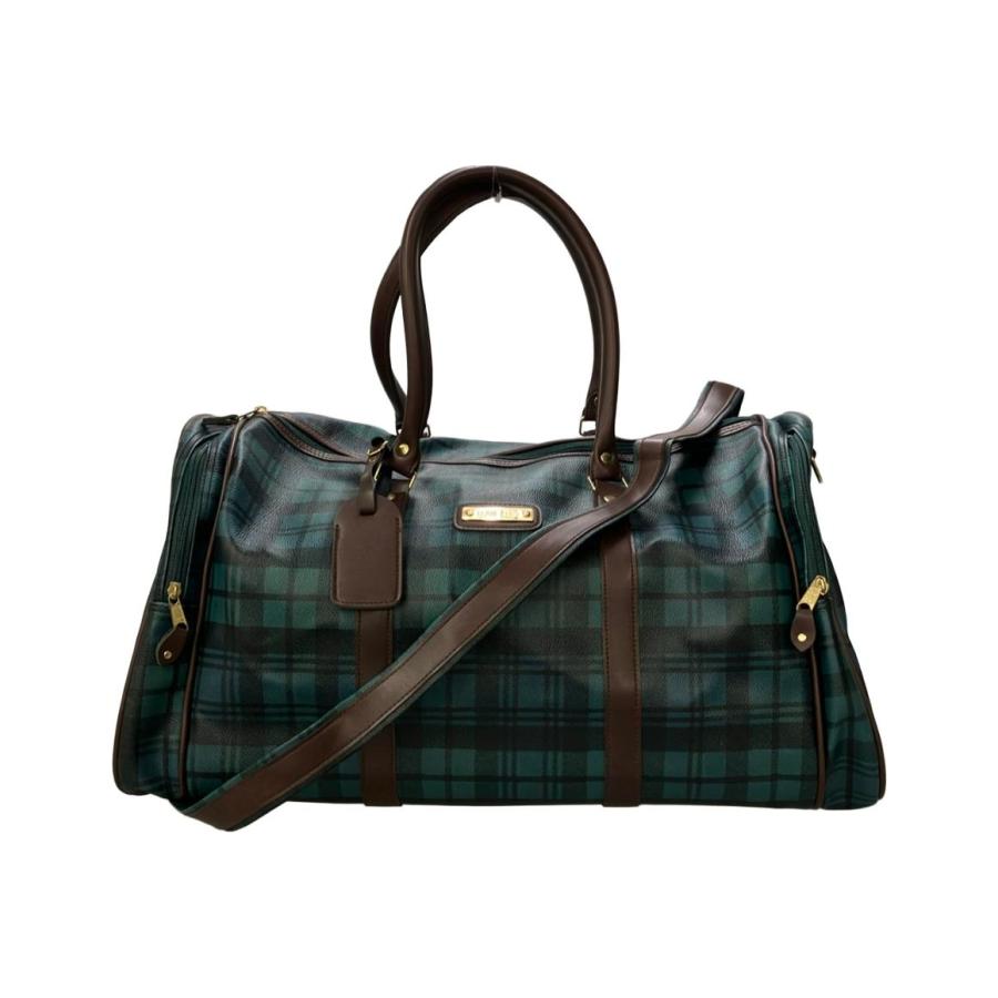 ボストンバッグ グリーン・ブラック・ブラウンチェック リーブクラブ ボストンバッグ チェック メンズ LEAVE CLUB 中古