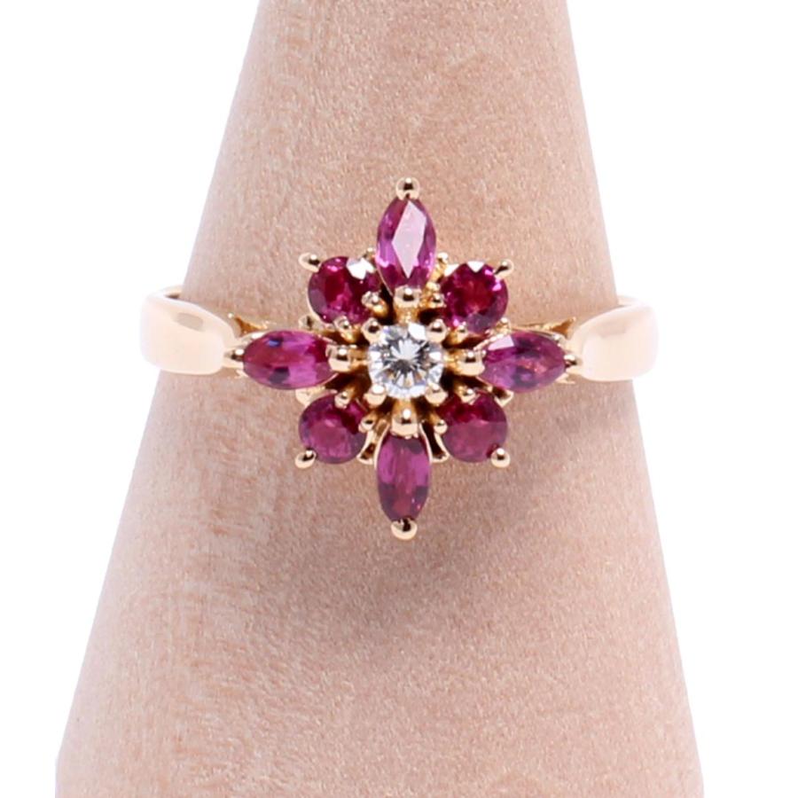 美品 リング 指輪 K18 ルビー 0.87ct ダイヤ 0.075ct レディース SIZE 