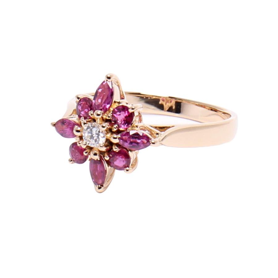 美品 リング 指輪 K18 ルビー 0.87ct ダイヤ 0.075ct レディース SIZE 