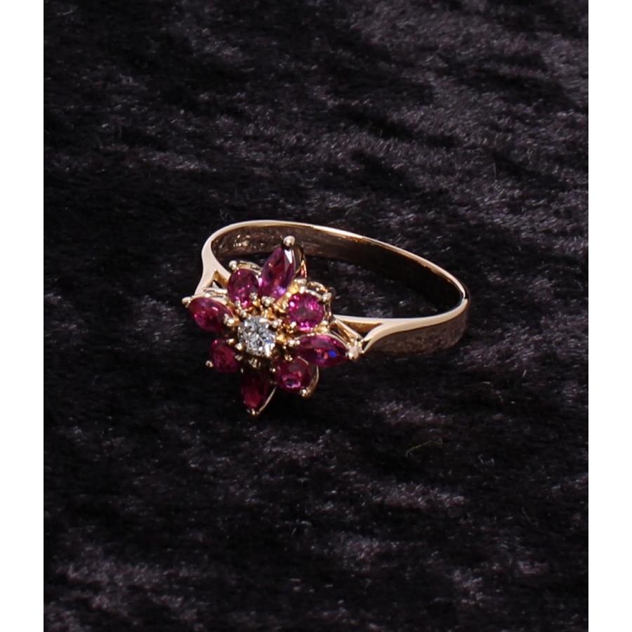 美品 リング 指輪 K18 ルビー 0.87ct ダイヤ 0.075ct レディース SIZE 