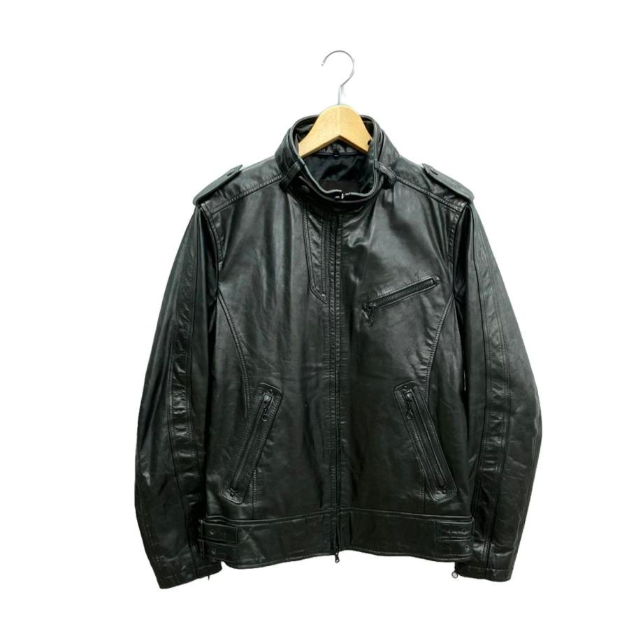 テットオム カウレザーライダースジャケット アウター コート メンズ