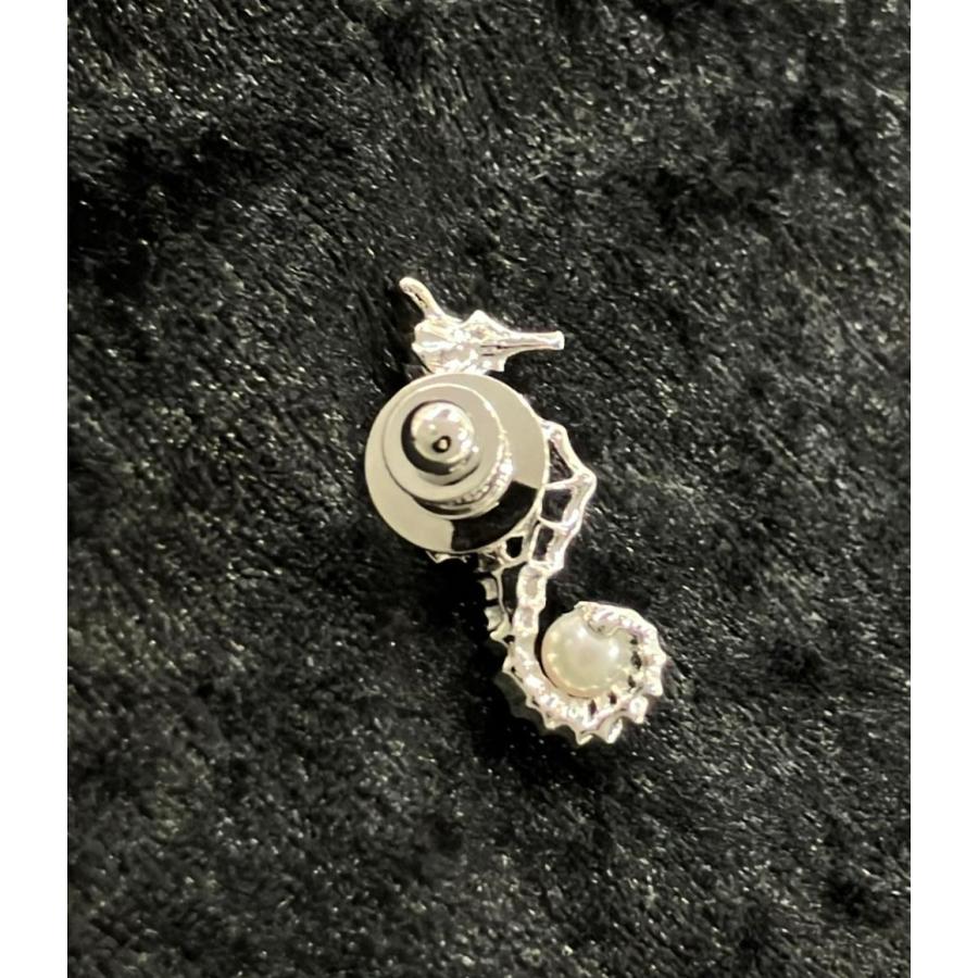 MIKIMOTO タツノオトシゴ パール ピンブローチ 美品 ミキモト ピンブローチ SV パール 5mm タツノオトシゴ