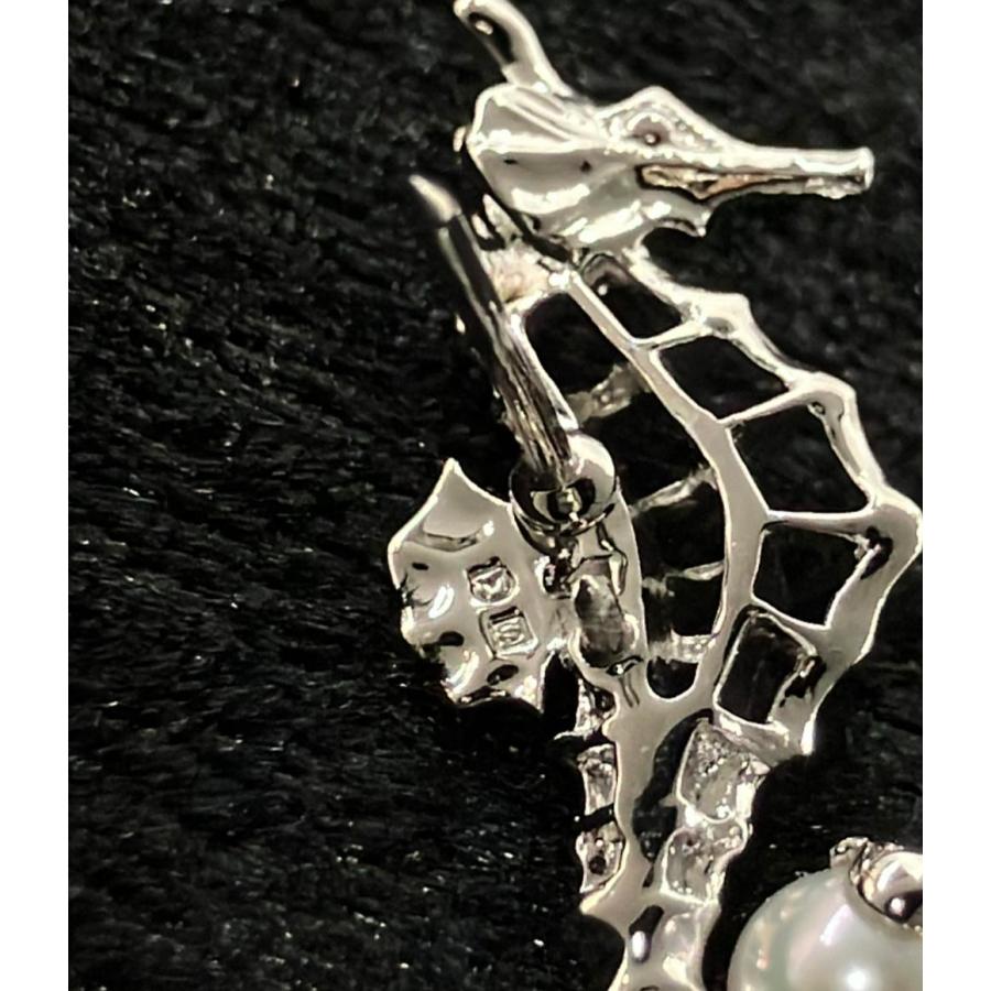 MIKIMOTO タツノオトシゴ パール ピンブローチ 美品 ミキモト ピンブローチ SV パール 5mm タツノオトシゴ