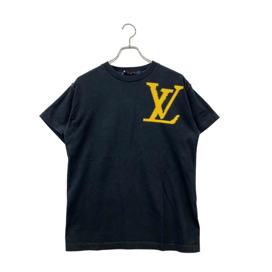 LOUIS VUITTON ロゴプリントシャツ 34 LVコンサート プリント Tシャツ クルーネック 半袖 コットン ブラック