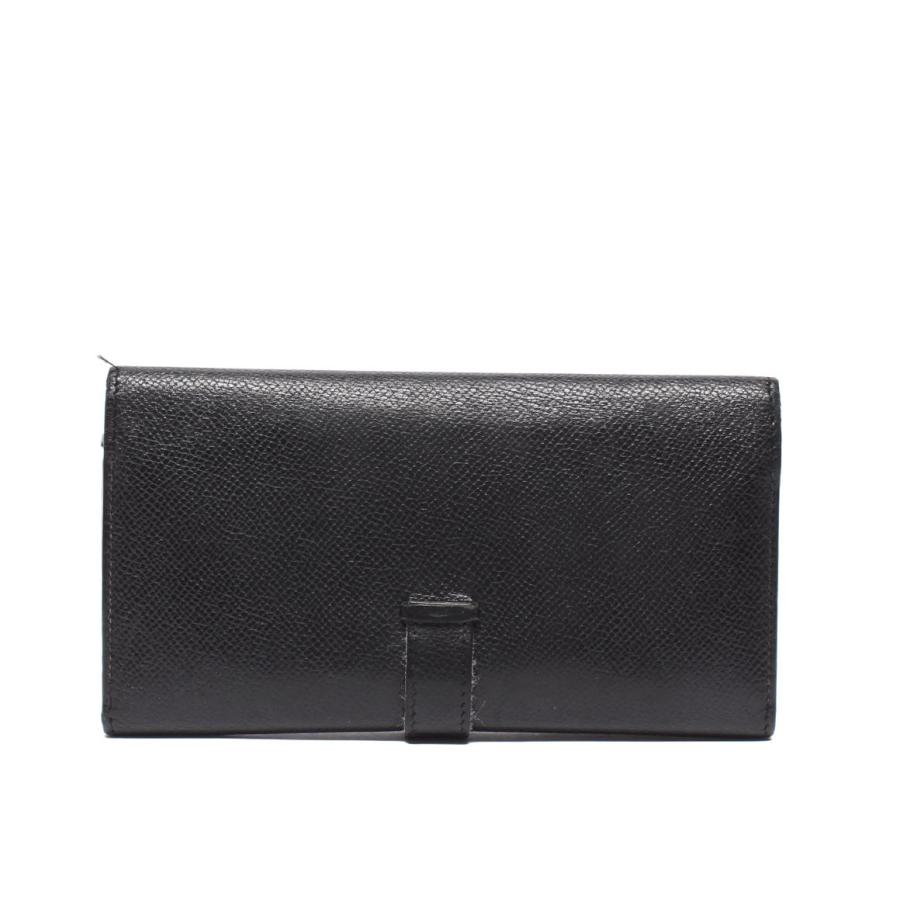 HERMES エルメス 三つ折り長財布 ブラック □G刻シルバー金具べアン