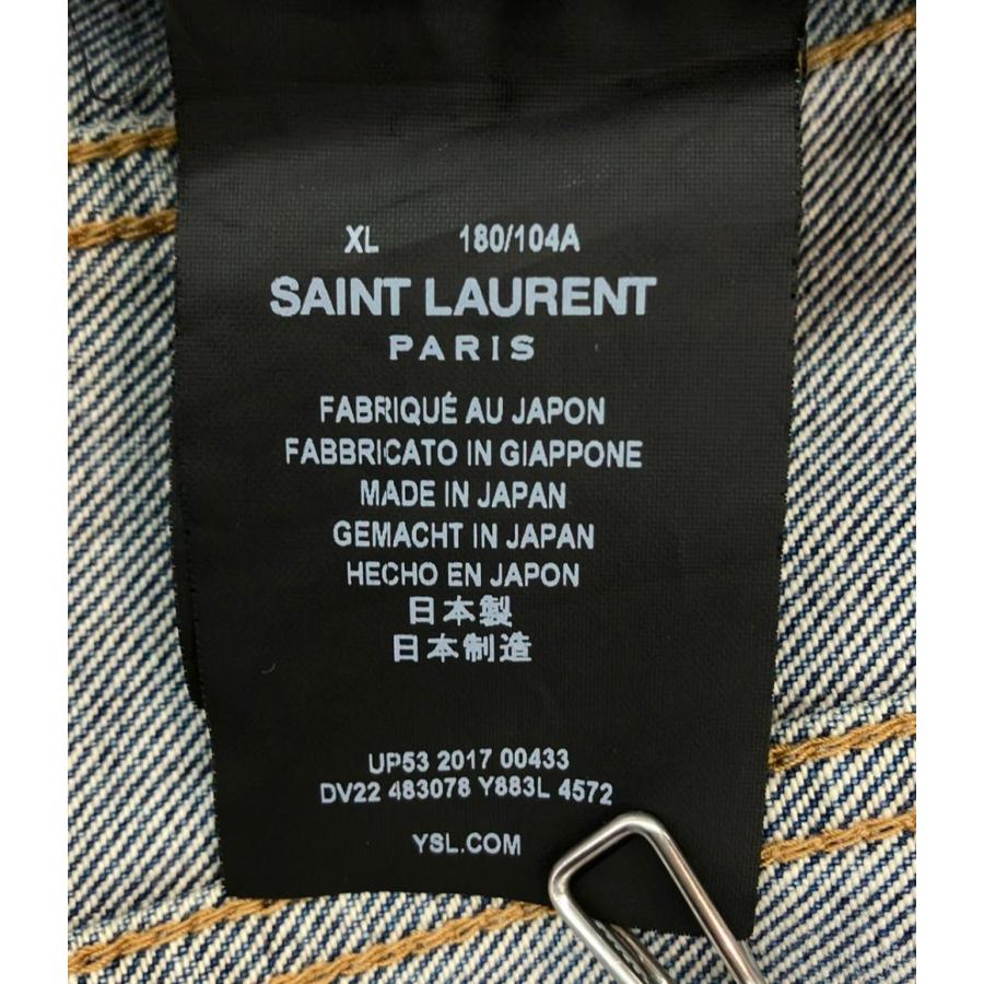 サンローラン デニムジャケット 2017AW ヴィンテージ加工 フラミンゴ