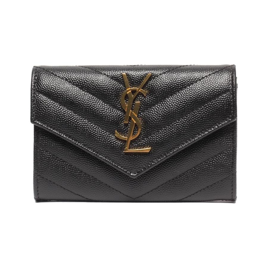 美品 サンローランパリ モノグラムスモールエンベロープウォレット