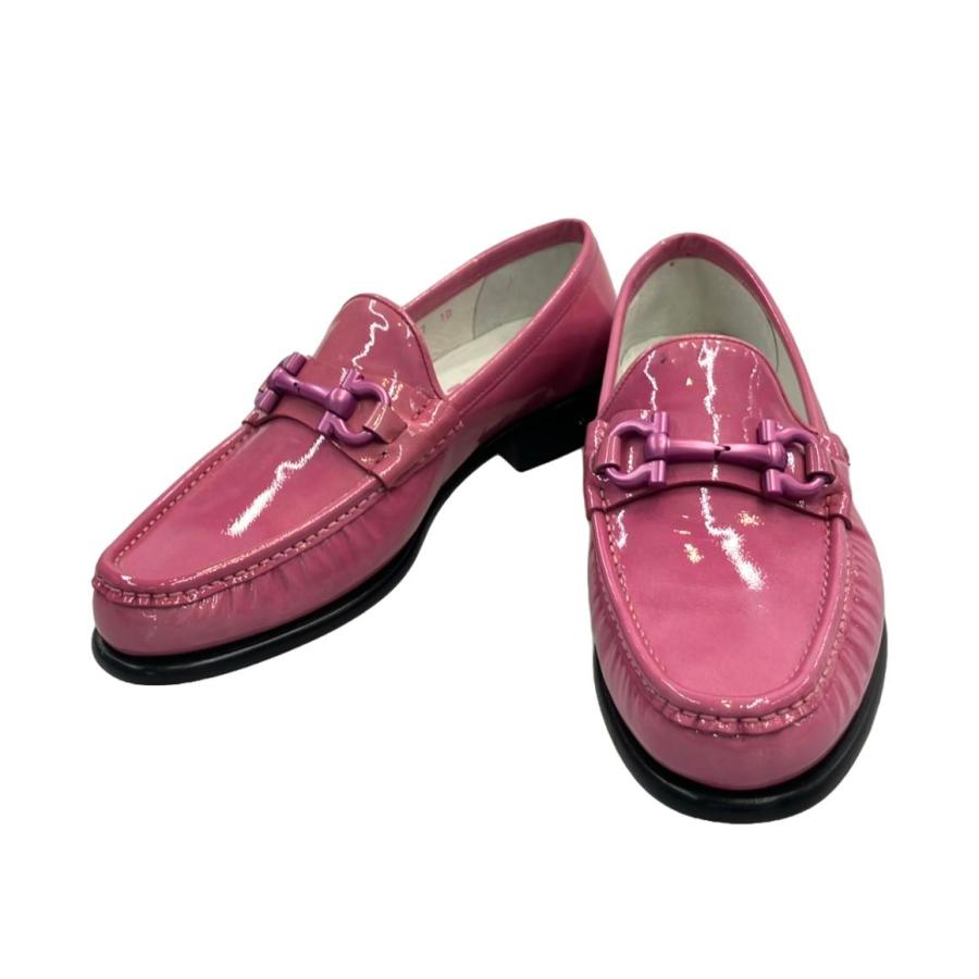 フェラガモ リボンローファー メタリック ピンク サイズ6 中古・古着通販】Salvatore Ferragamo (サルヴァトーレ