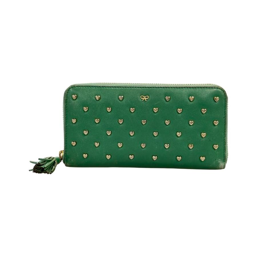 アニヤ・ハインドマーチ ラウンドファスナー長財布 スタッズ