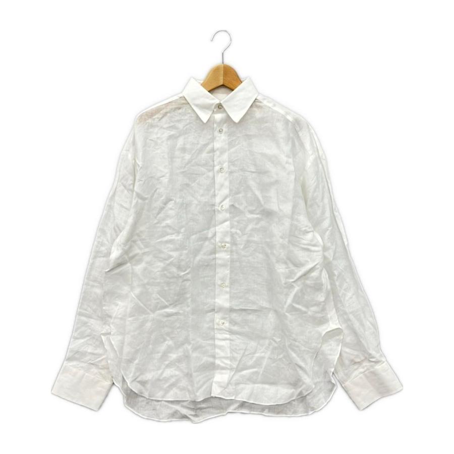 【美品】 finamore フィナモレ リネン ホワイト 長袖シャツ 40 フィナモレ 長袖シャツ リネン メンズ SIZE 40 (M) FINAMORE 中古