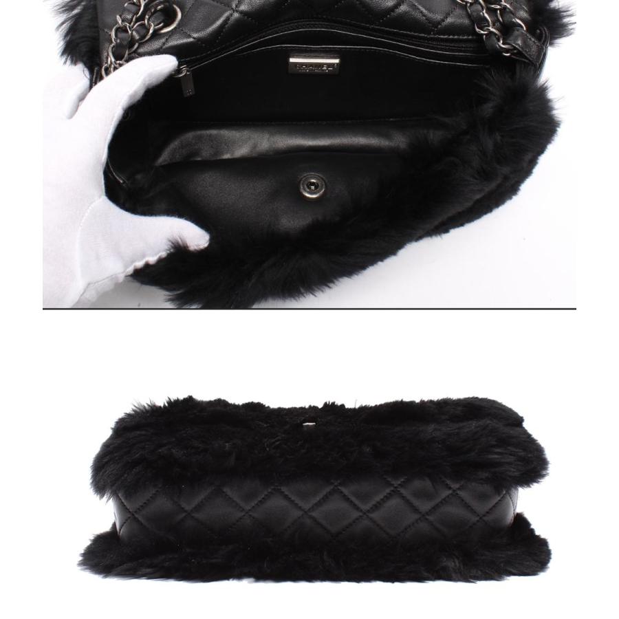 美品 シャネル チェーンショルダーバッグ シルバー金具 ファー