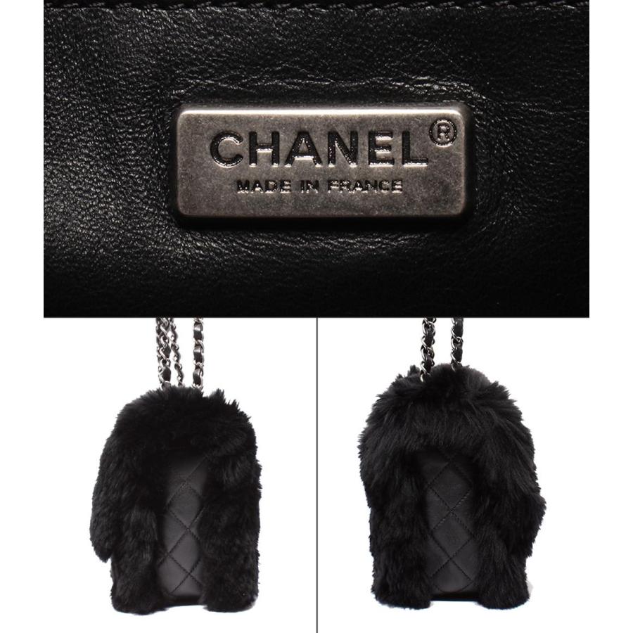 美品 シャネル チェーンショルダーバッグ シルバー金具 ファー