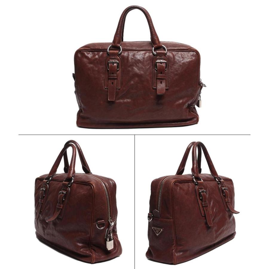 プラダ 2wayレザ―ボストンバッグ シルバー金具 メンズ PRADA 中古