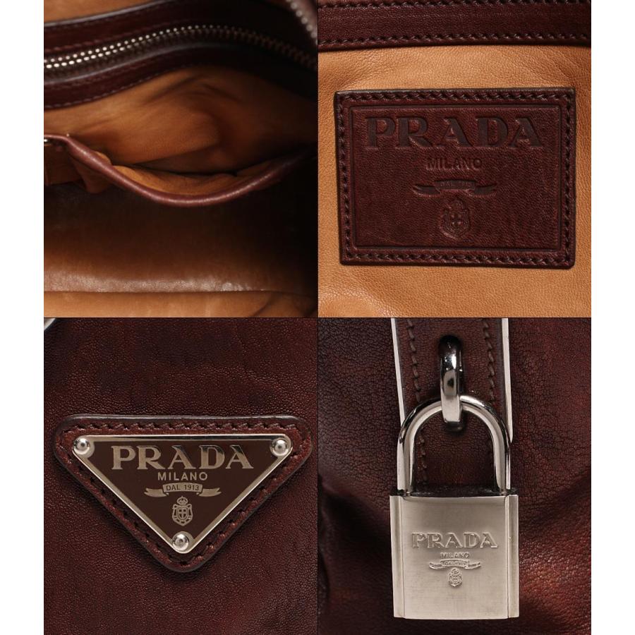 プラダ 2wayレザ―ボストンバッグ シルバー金具 メンズ PRADA 中古